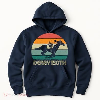 Retro Derby 150th Horse Racing Vintage Sunset Hoodie