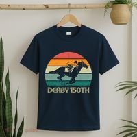 Retro Derby 150th Horse Racing Vintage Sunset T-Shirt thumb 2