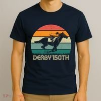 Retro Derby 150th Horse Racing Vintage Sunset T-Shirt thumb 3