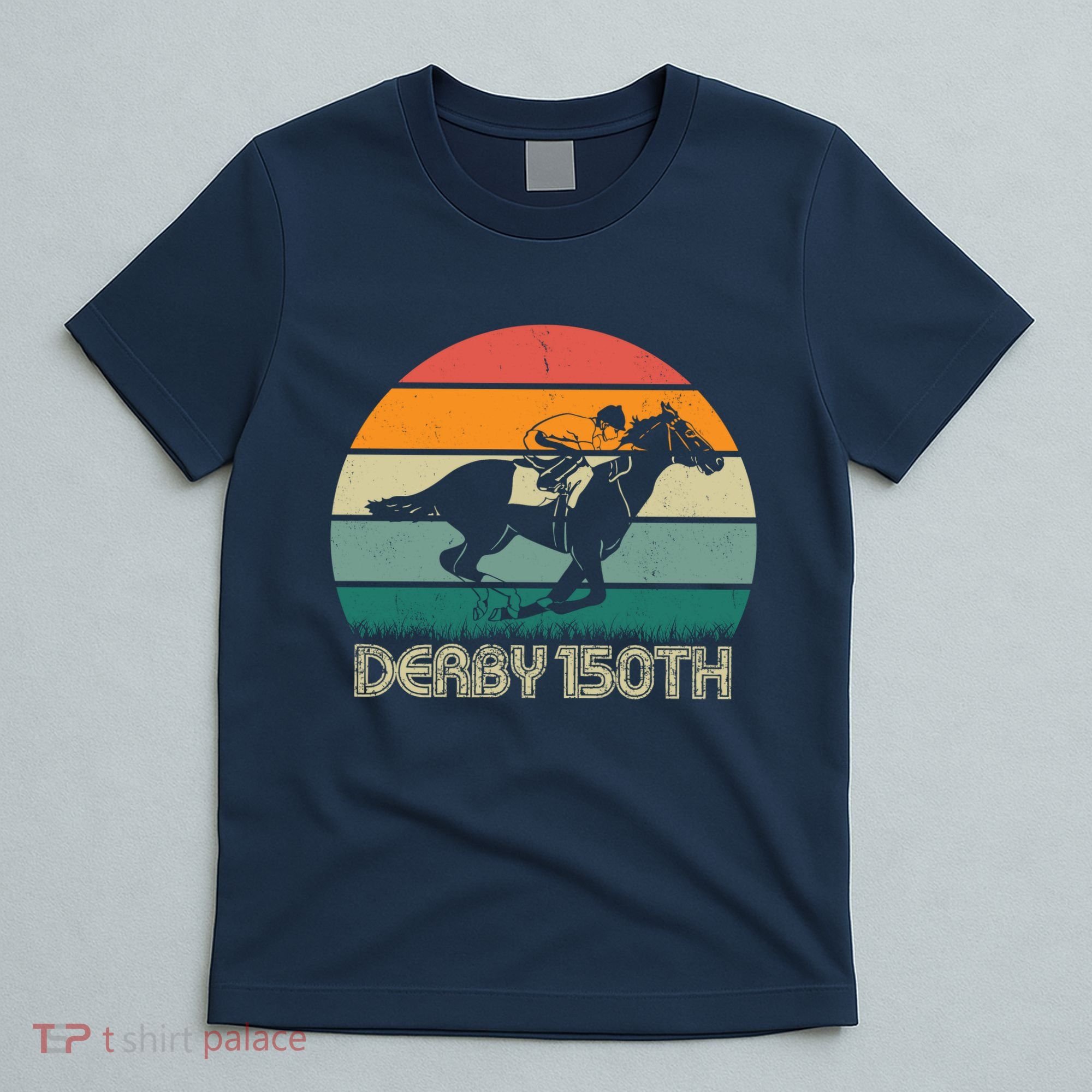 Retro Derby 150th Horse Racing Vintage Sunset T-Shirt