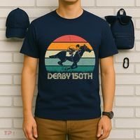 Retro Derby 150th Horse Racing Vintage Sunset T-Shirt thumb 6