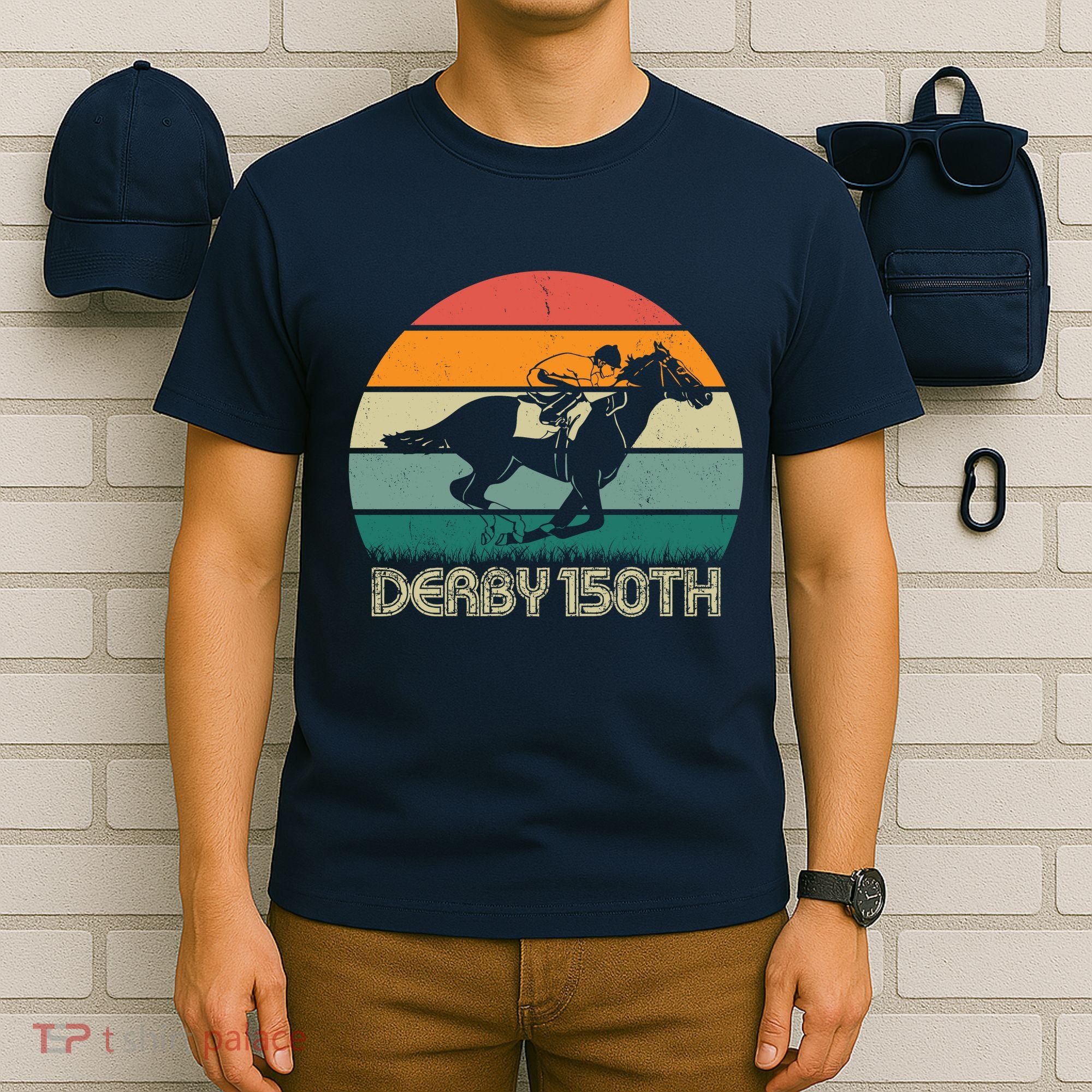 Retro Derby 150th Horse Racing Vintage Sunset T-Shirt