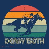 Retro Derby 150th Horse Racing Vintage Sunset T-Shirt thumb 7