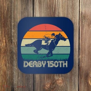 Retro Derby 150th Horse Racing Vintage Sunset Coaster