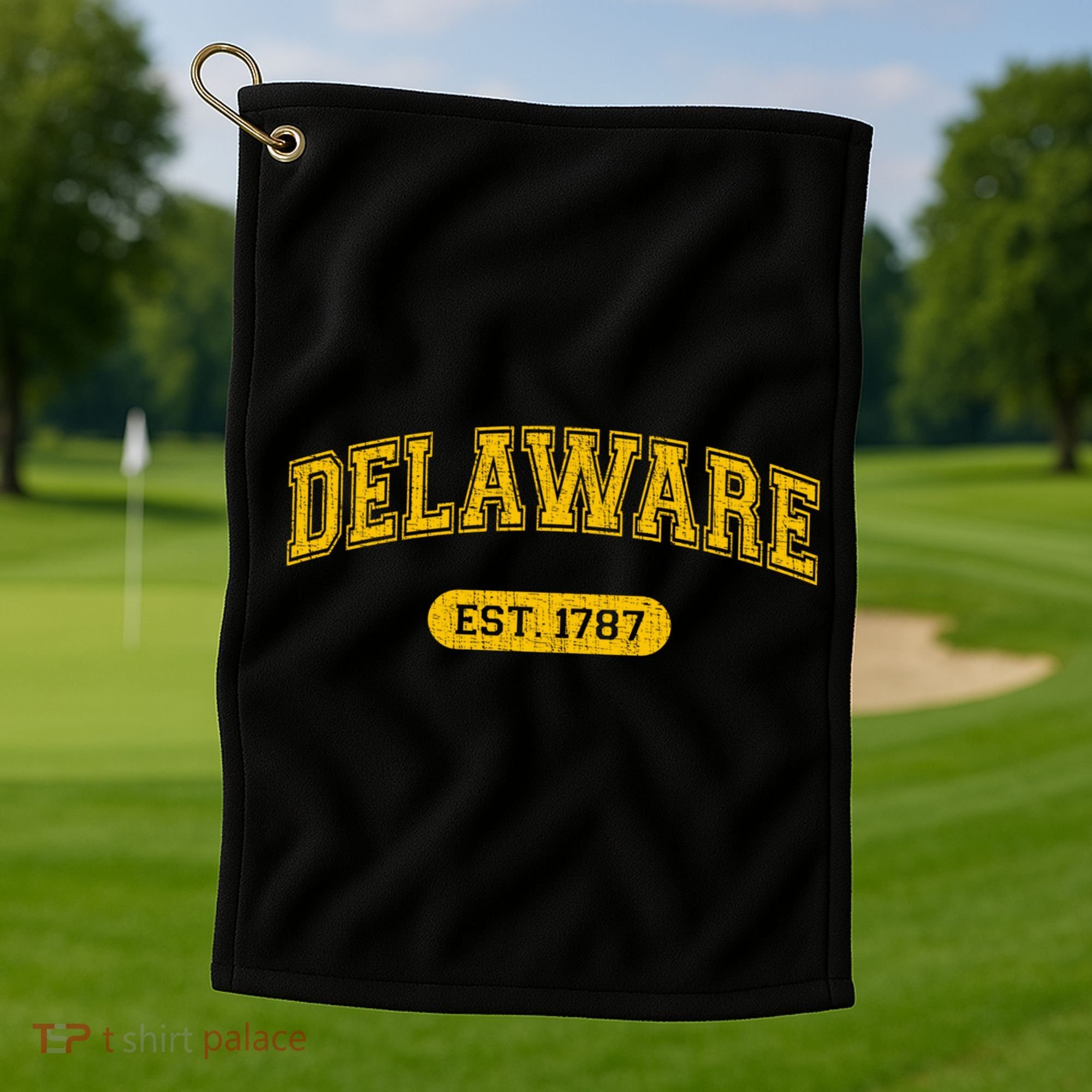 Retro Delaware 1787 Distressed Gift Golf Towel