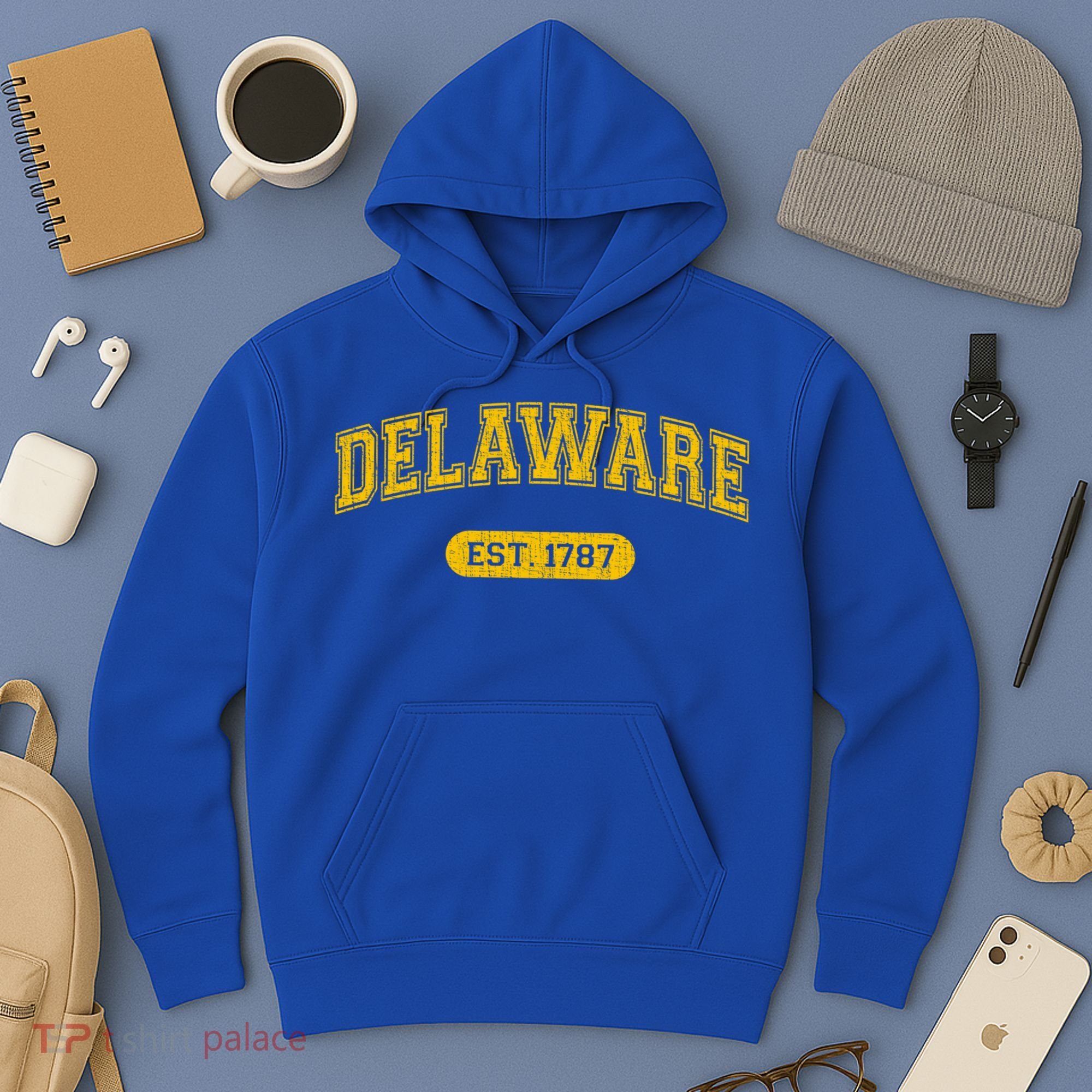 Retro Delaware 1787 Distressed Gift Hoodie