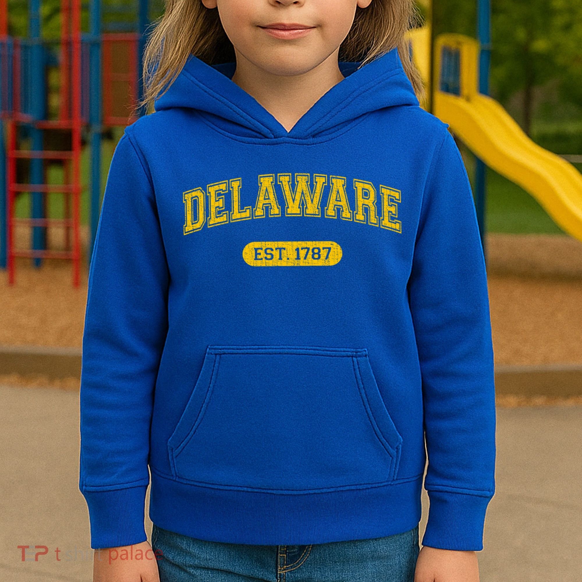 Retro Delaware 1787 Distressed Gift Kids Hoodie