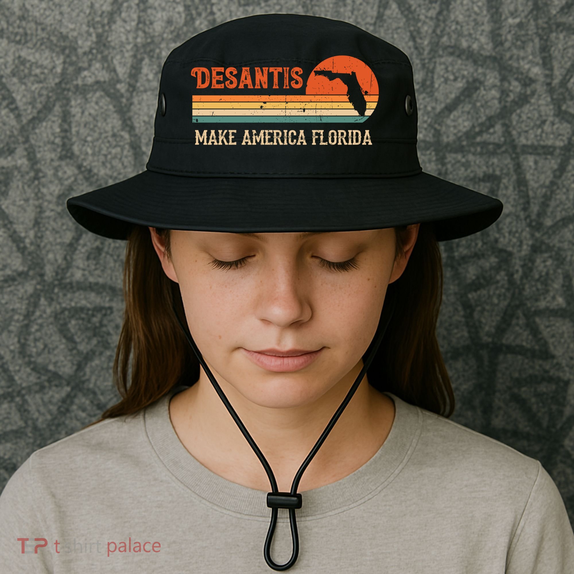 Ron DeSantis 2024 Make America Florida Vintage US Flag Bucket Hat