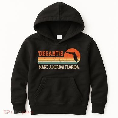 Ron DeSantis 2024 Make America Florida Vintage US Flag Kids Hoodie
