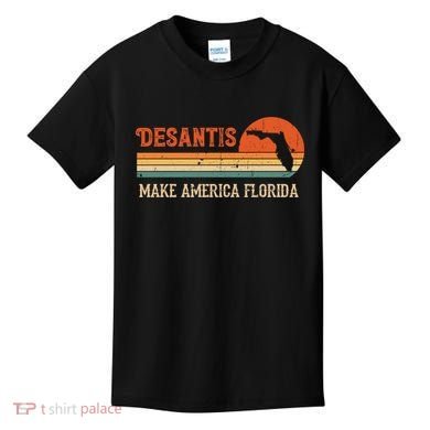 Ron DeSantis 2024 Make America Florida Vintage US Flag Kids T-Shirt