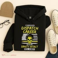 Retired Dispatcher 911 Thin Yellow Line Patriotic Hoodie thumb 4