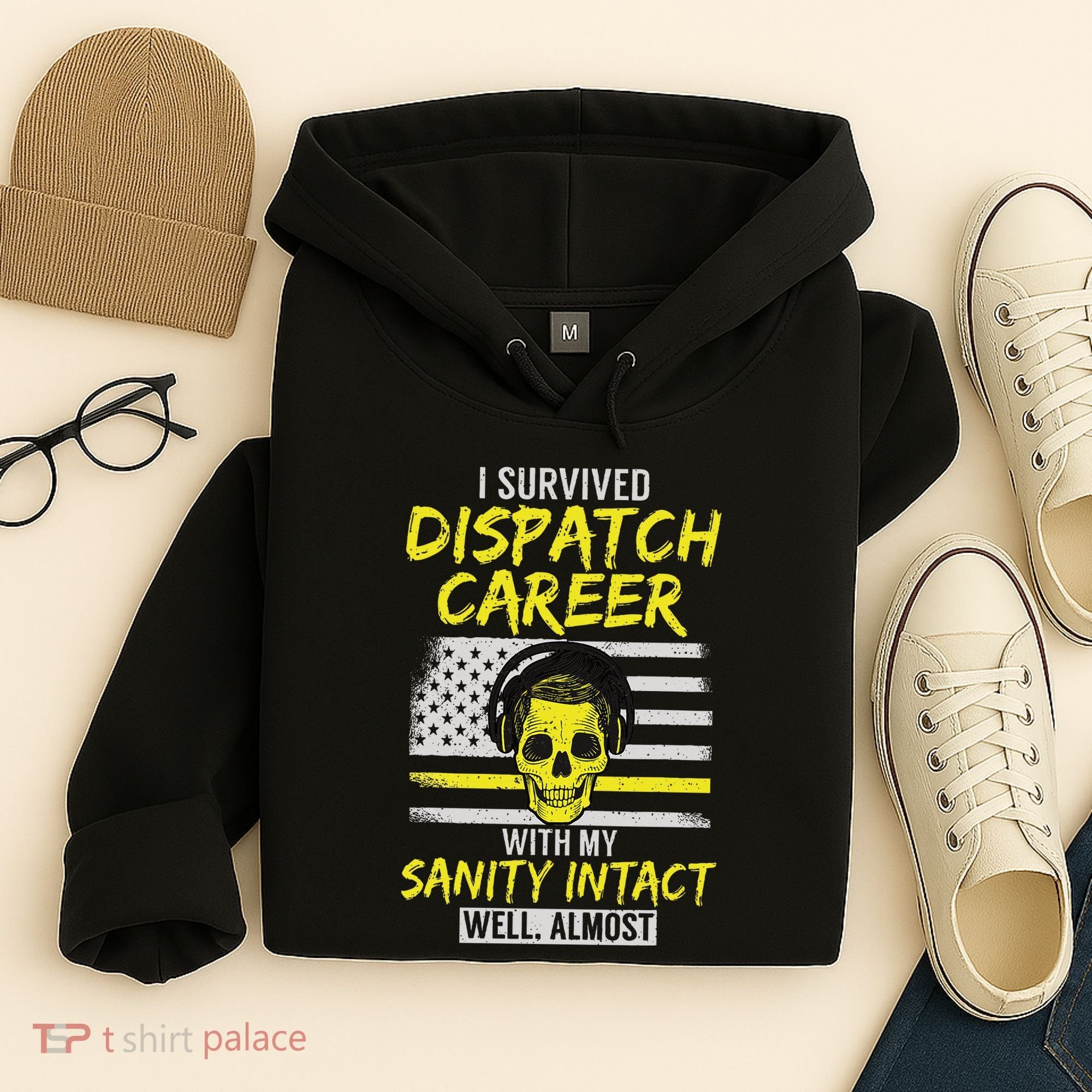 Retired Dispatcher 911 Thin Yellow Line Patriotic Hoodie