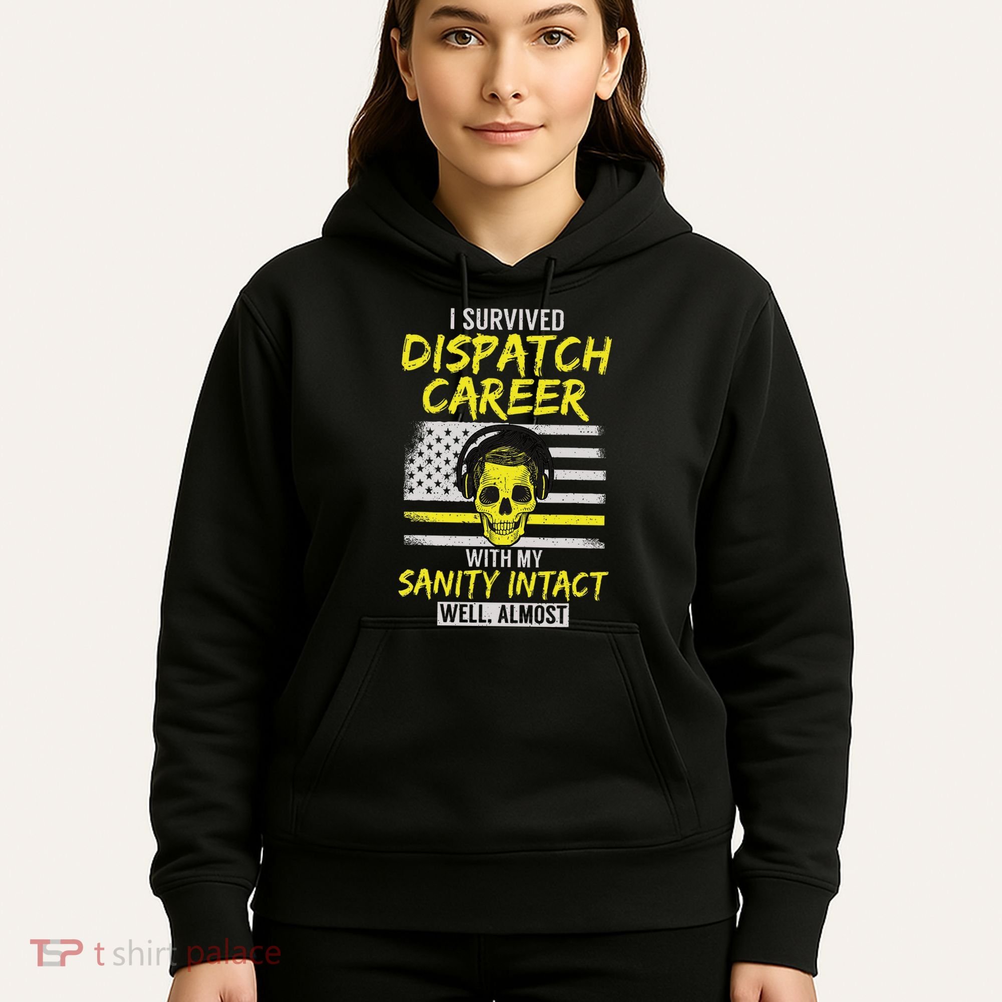 Retired Dispatcher 911 Thin Yellow Line Patriotic Hoodie
