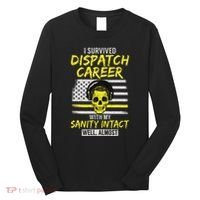 Retired Dispatcher 911 Thin Yellow Line Patriotic Long Sleeve Shirt thumb 0