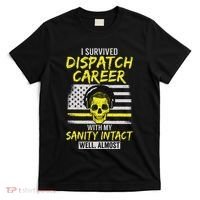 Retired Dispatcher 911 Thin Yellow Line Patriotic T-Shirt thumb 0