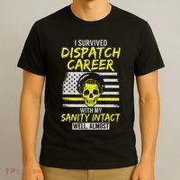 Retired Dispatcher 911 Thin Yellow Line Patriotic T-Shirt thumb 3