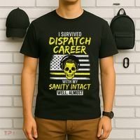 Retired Dispatcher 911 Thin Yellow Line Patriotic T-Shirt thumb 6