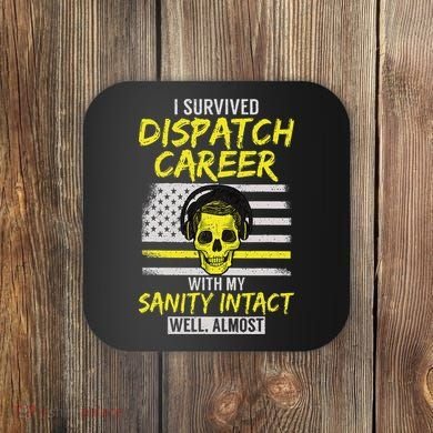 Retired Dispatcher 911 Thin Yellow Line Patriotic Coaster