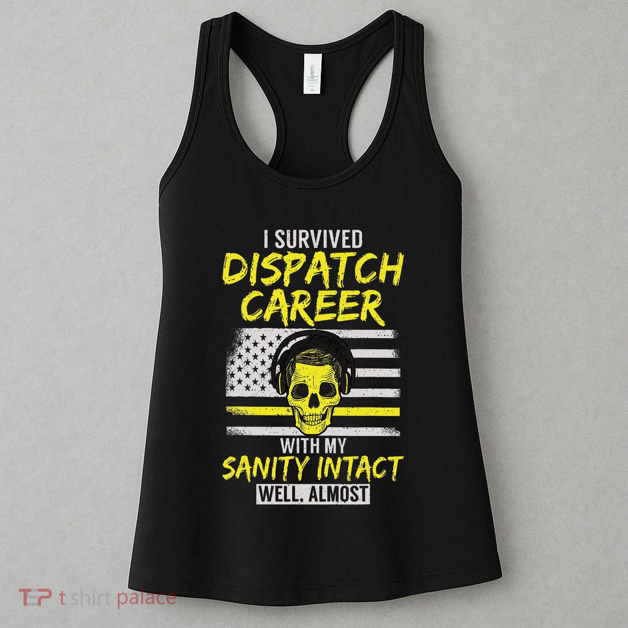 Retired Dispatcher 911 Thin Yellow Line Patriotic Women's Tank Top