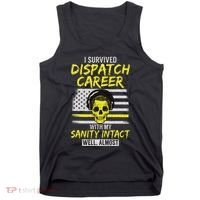 Retired Dispatcher 911 Thin Yellow Line Patriotic Tank Top thumb 0