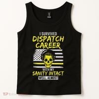 Retired Dispatcher 911 Thin Yellow Line Patriotic Tank Top thumb 2