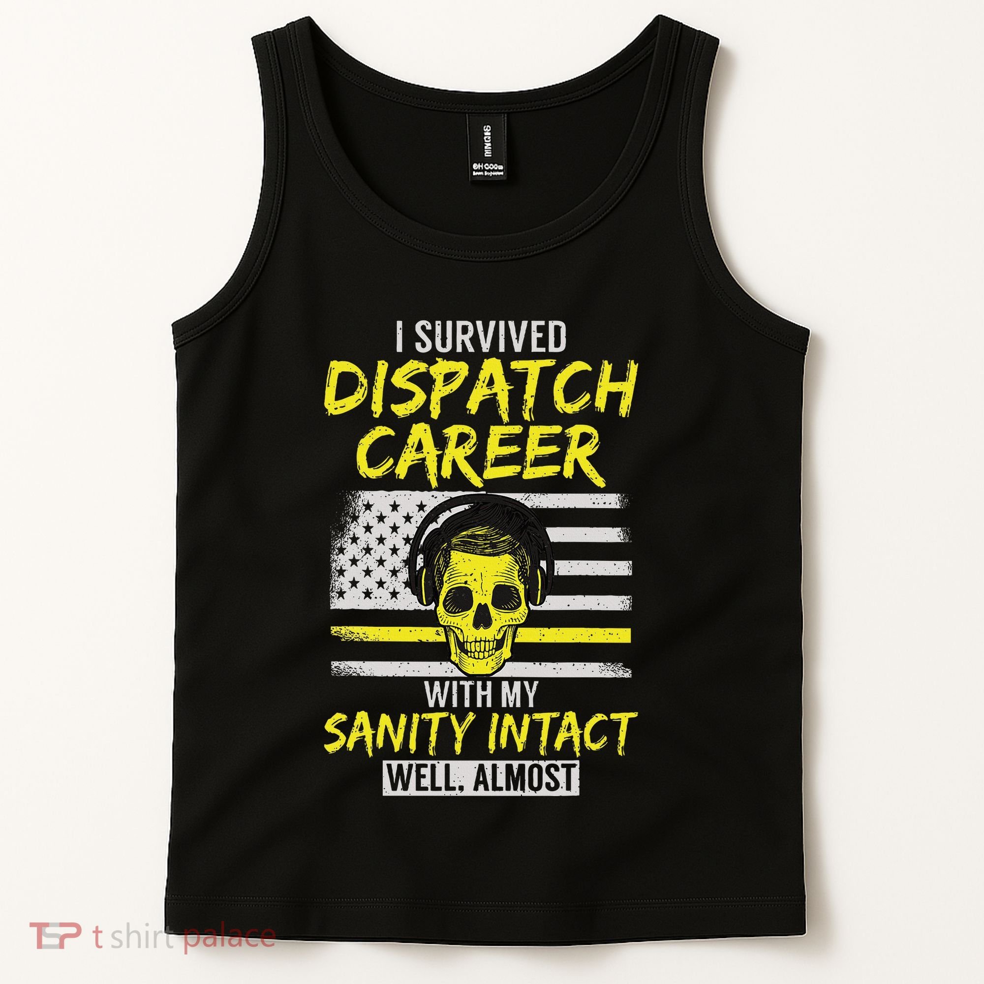 Retired Dispatcher 911 Thin Yellow Line Patriotic Tank Top