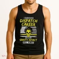 Retired Dispatcher 911 Thin Yellow Line Patriotic Tank Top thumb 3