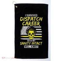 Retired Dispatcher 911 Thin Yellow Line Patriotic Golf Towel thumb 0