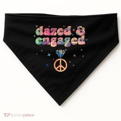 Retro Dazed And Engaged New Bride Wife USA-Made Doggie Bandana