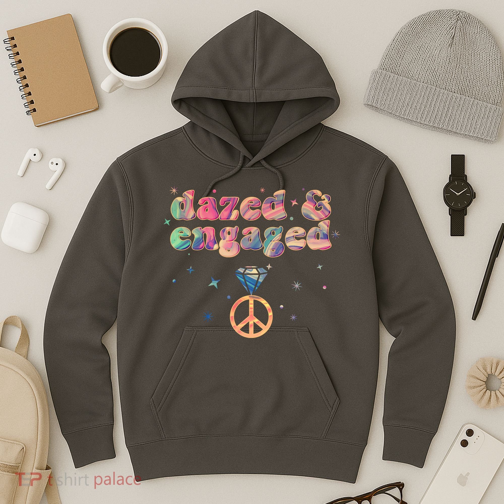 Retro Dazed And Engaged New Bride Wife Hoodie