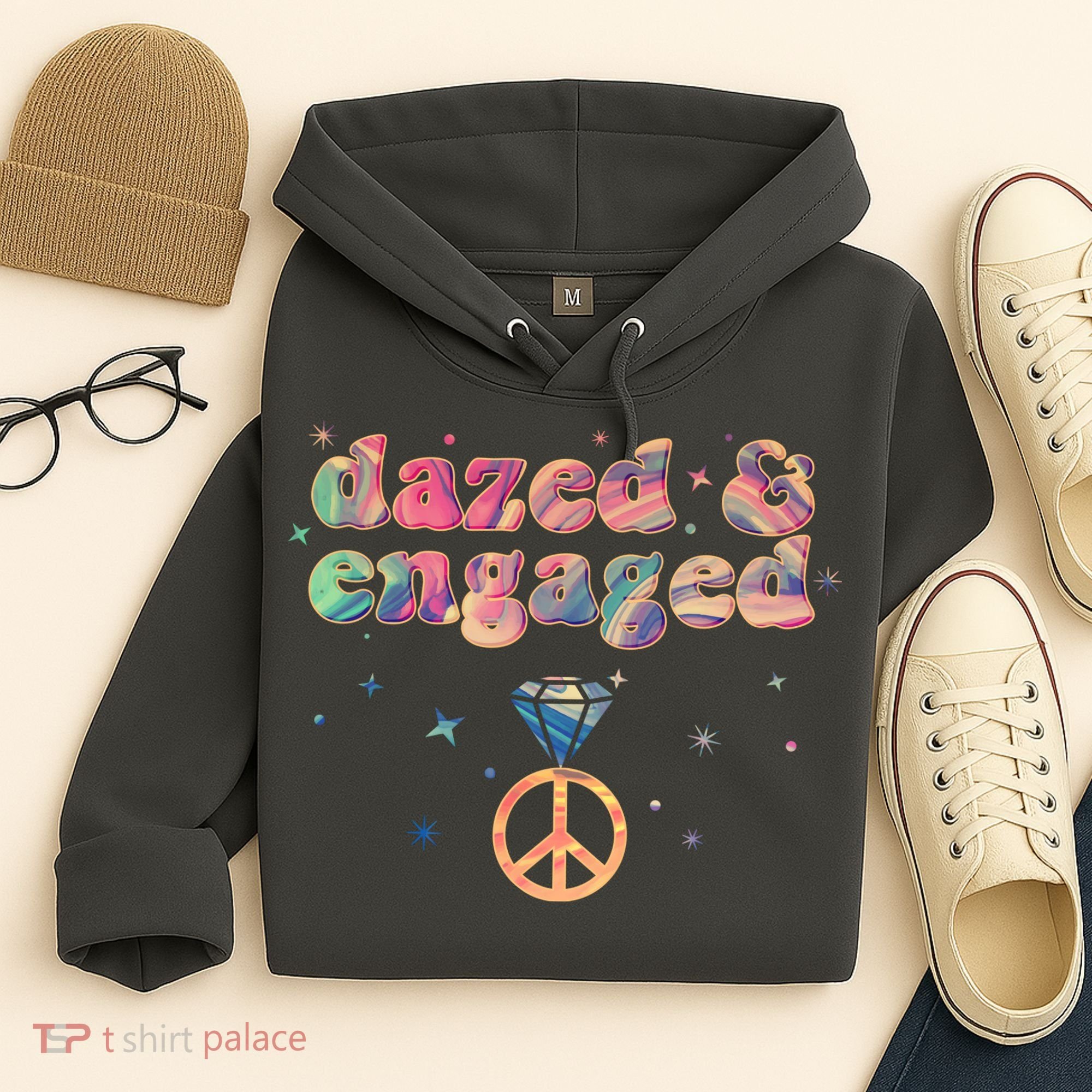 Retro Dazed And Engaged New Bride Wife Hoodie