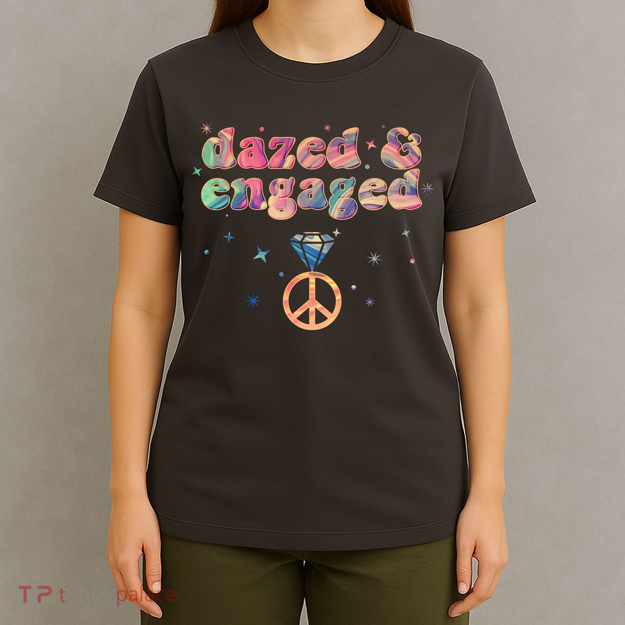 Retro Dazed And Engaged New Bride Wife T-Shirt