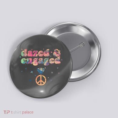 Retro Dazed And Engaged New Bride Wife Button