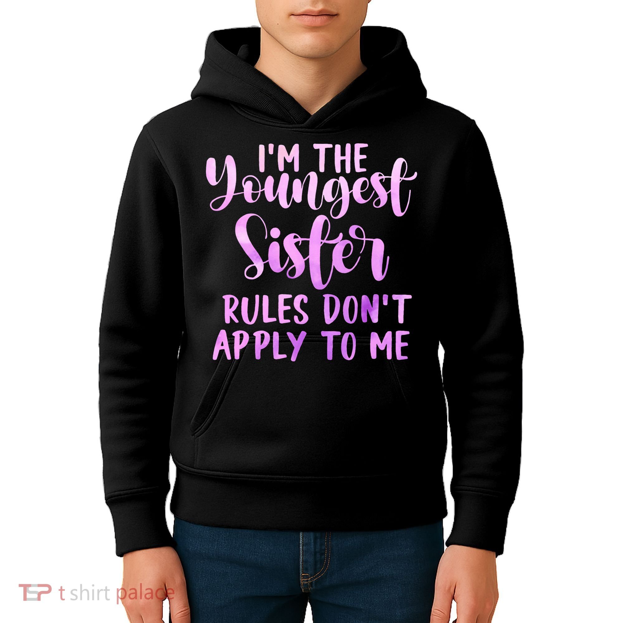 Rules Don't Apply To Me Youngest Sister 3 Sisters Matching Kids Hoodie