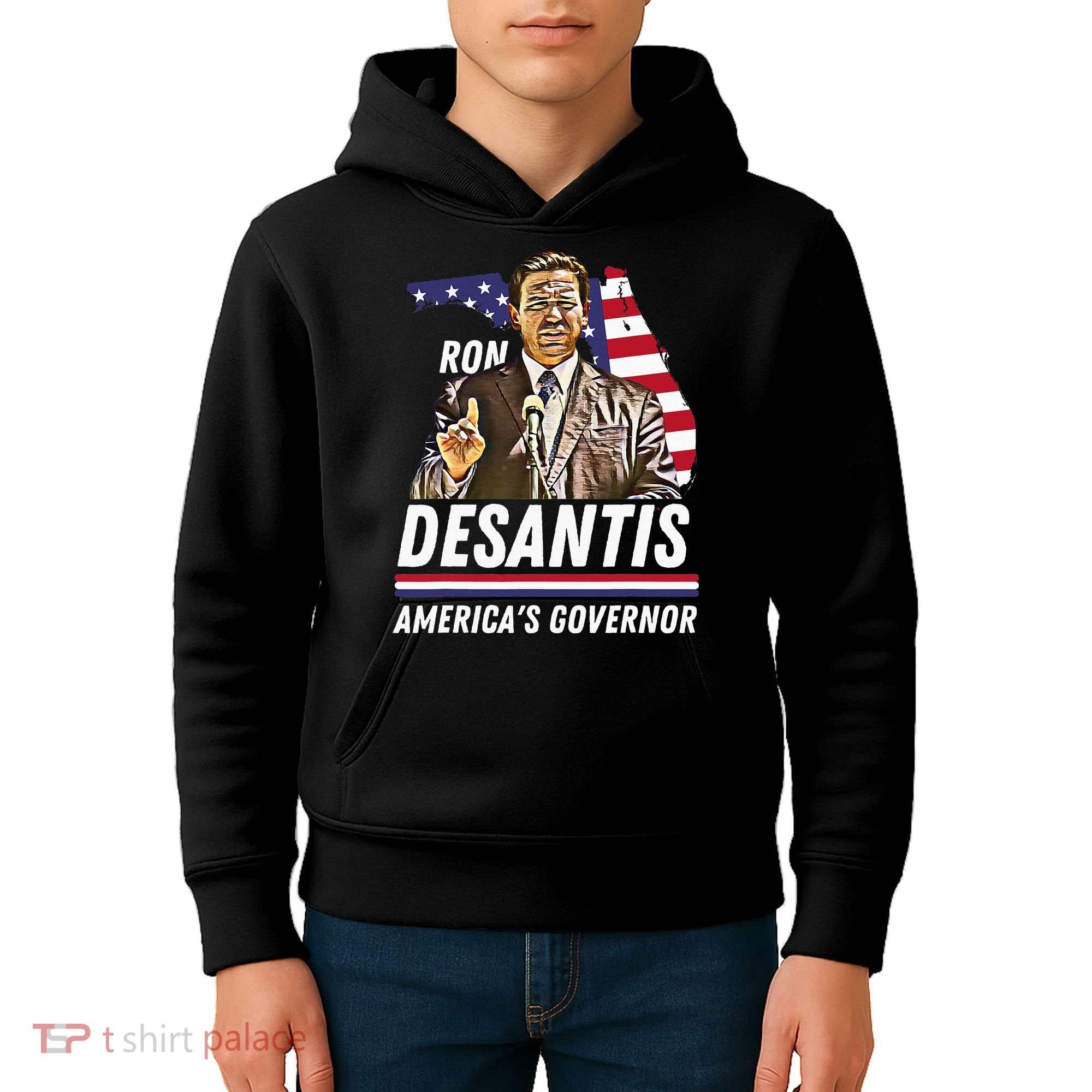 Ron Desantis AmericaS Governor Florida Us Flag Kids Hoodie