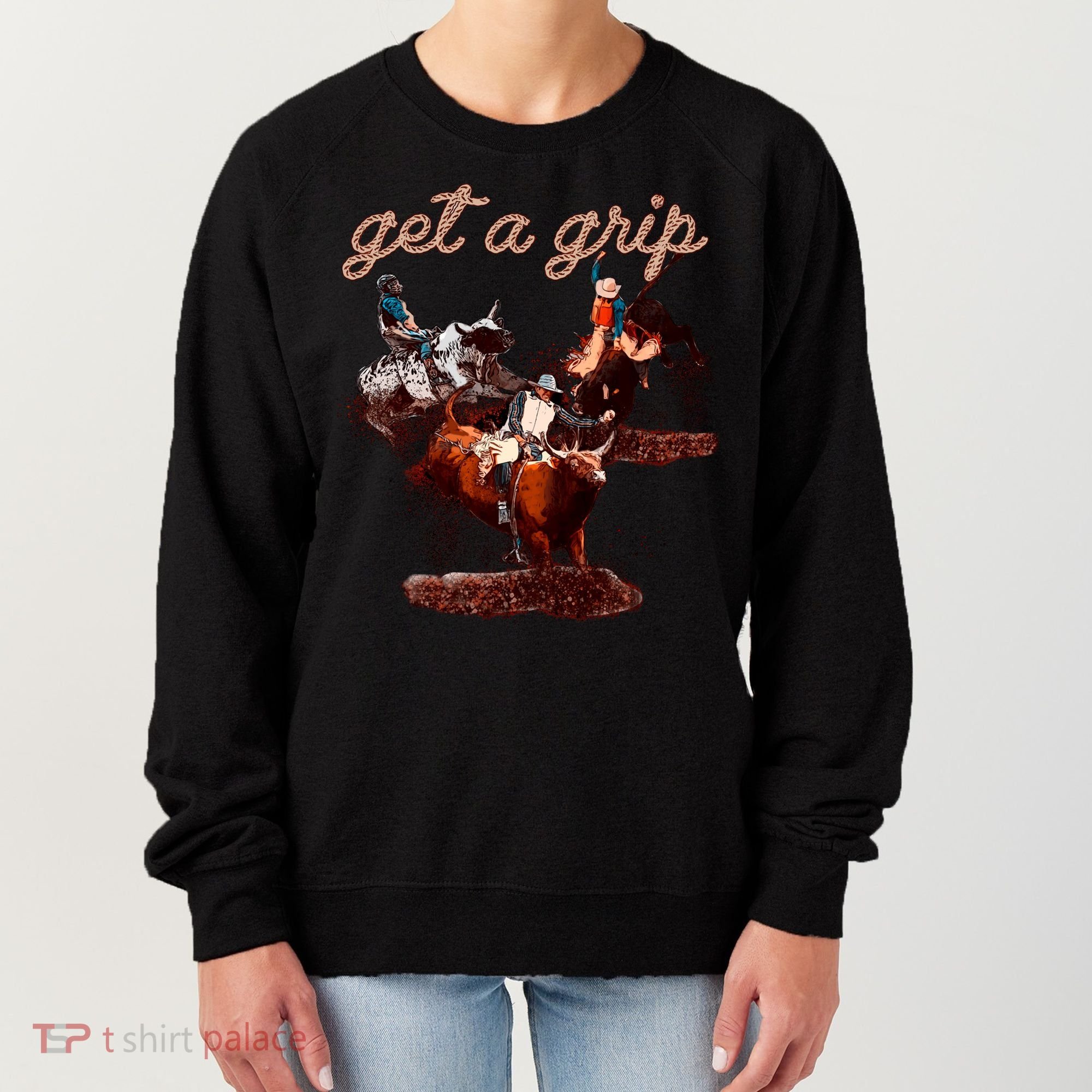 Rodeo Dad Bull Rider Get A Grip Western Country Cowboy Gift Women's Sweatshirt