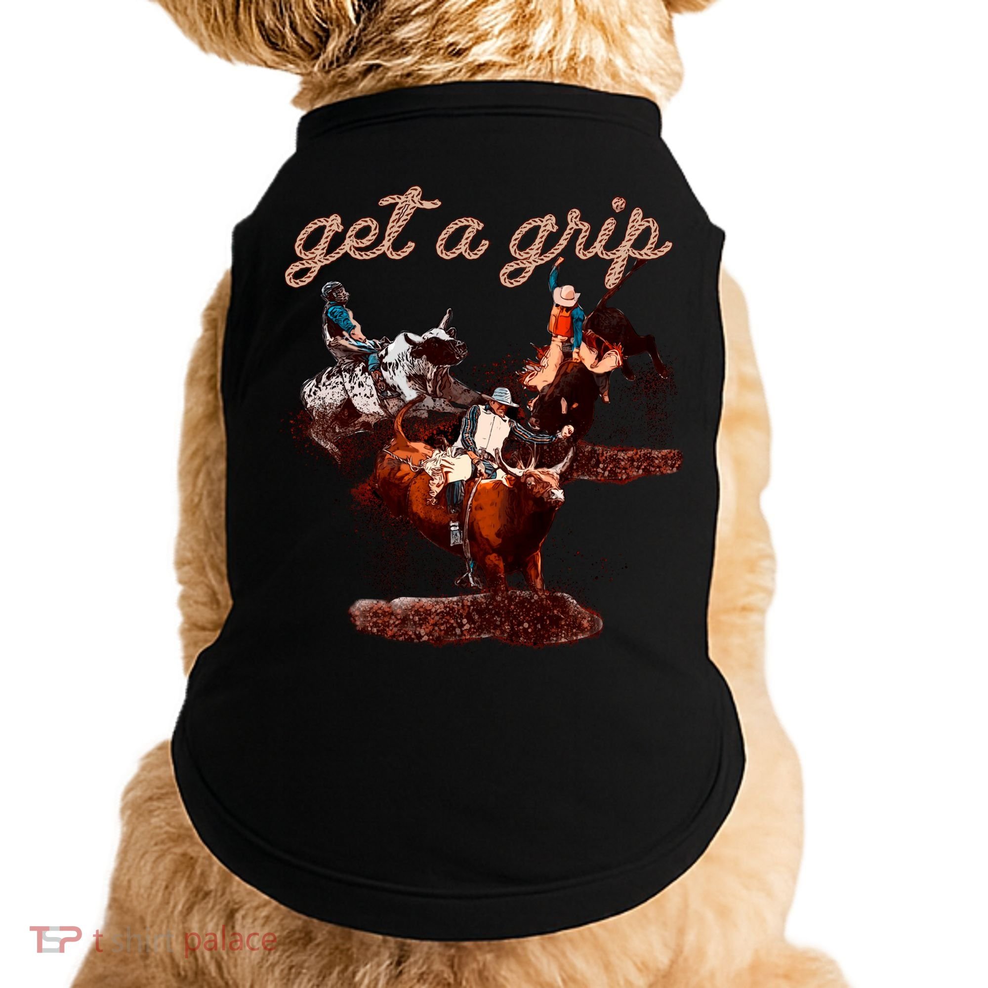 Rodeo Dad Bull Rider Get A Grip Western Country Cowboy Gift Doggie Tank