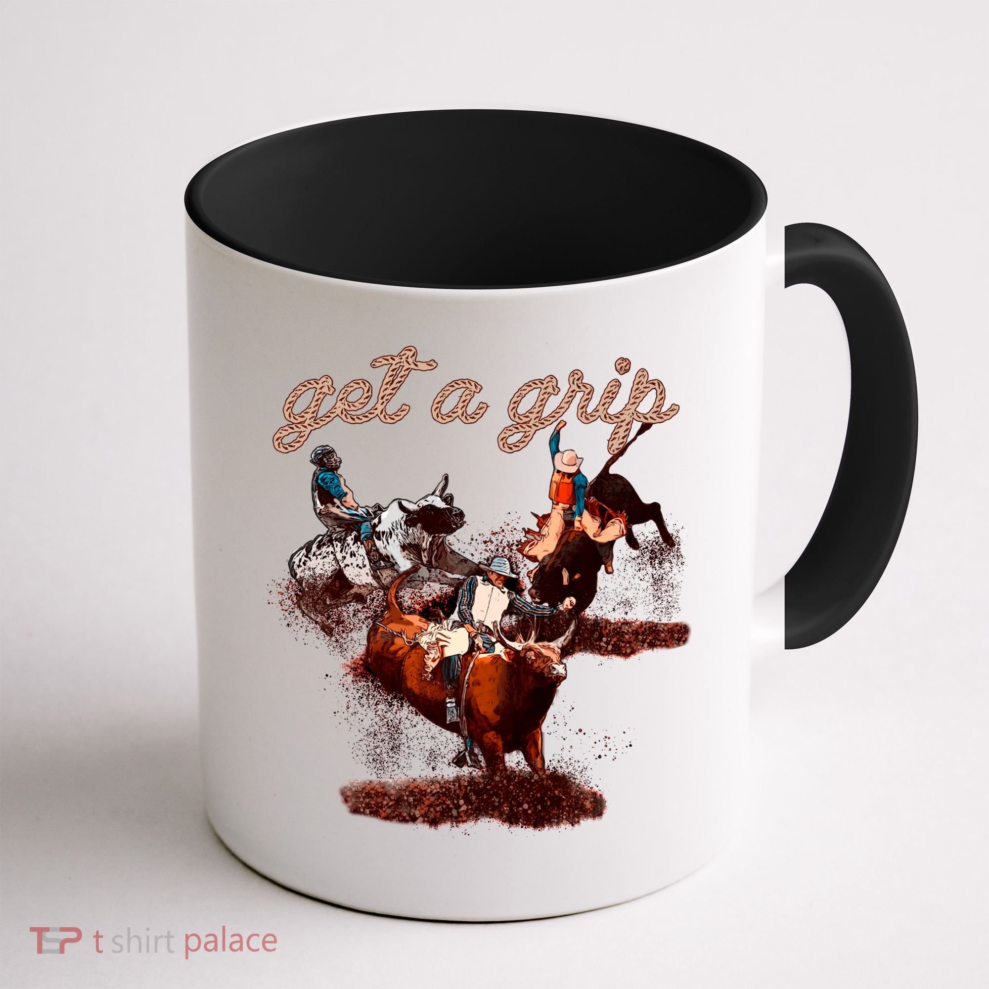 Rodeo Dad Bull Rider Get A Grip Western Country Cowboy Gift Coffee Mug
