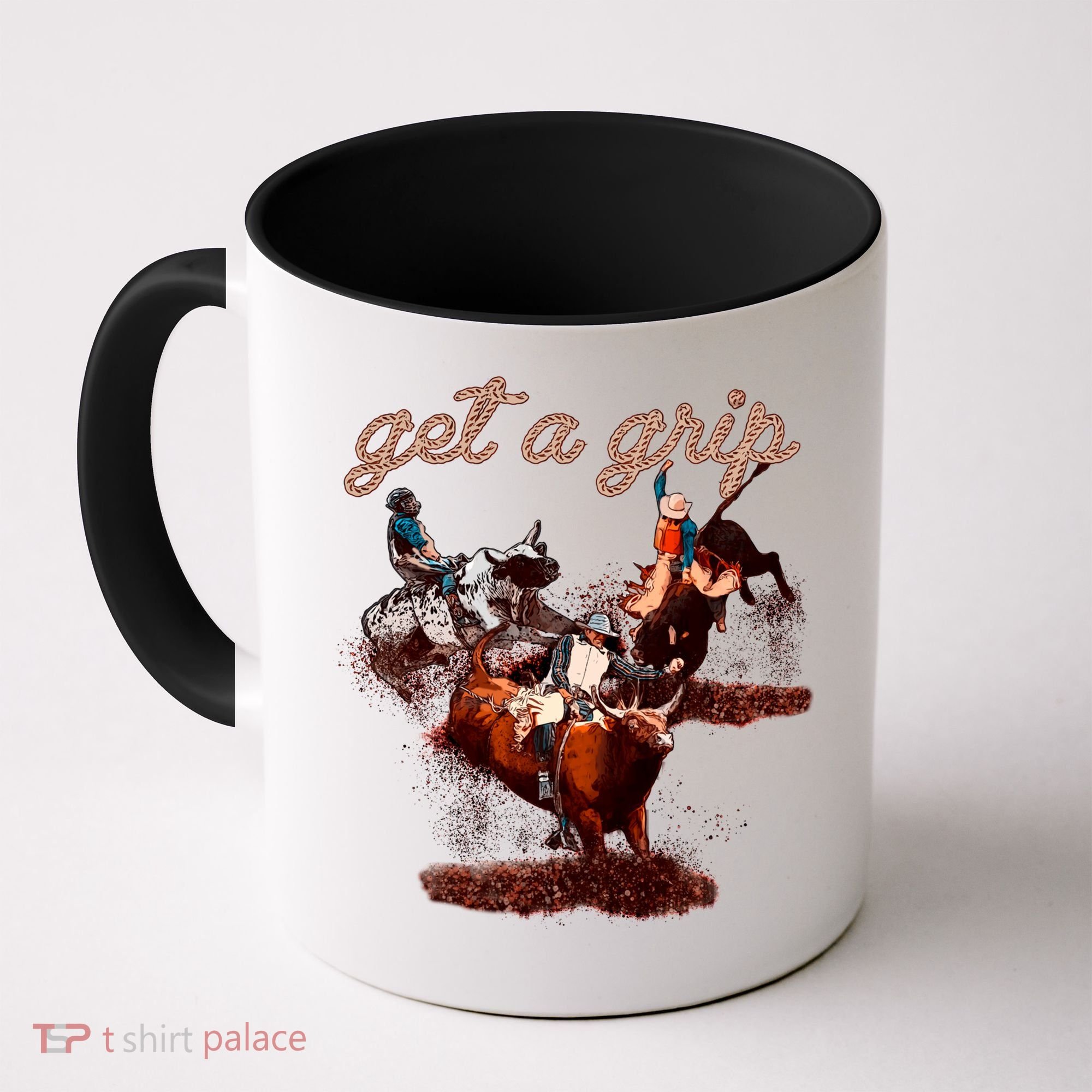 Rodeo Dad Bull Rider Get A Grip Western Country Cowboy Gift Coffee Mug