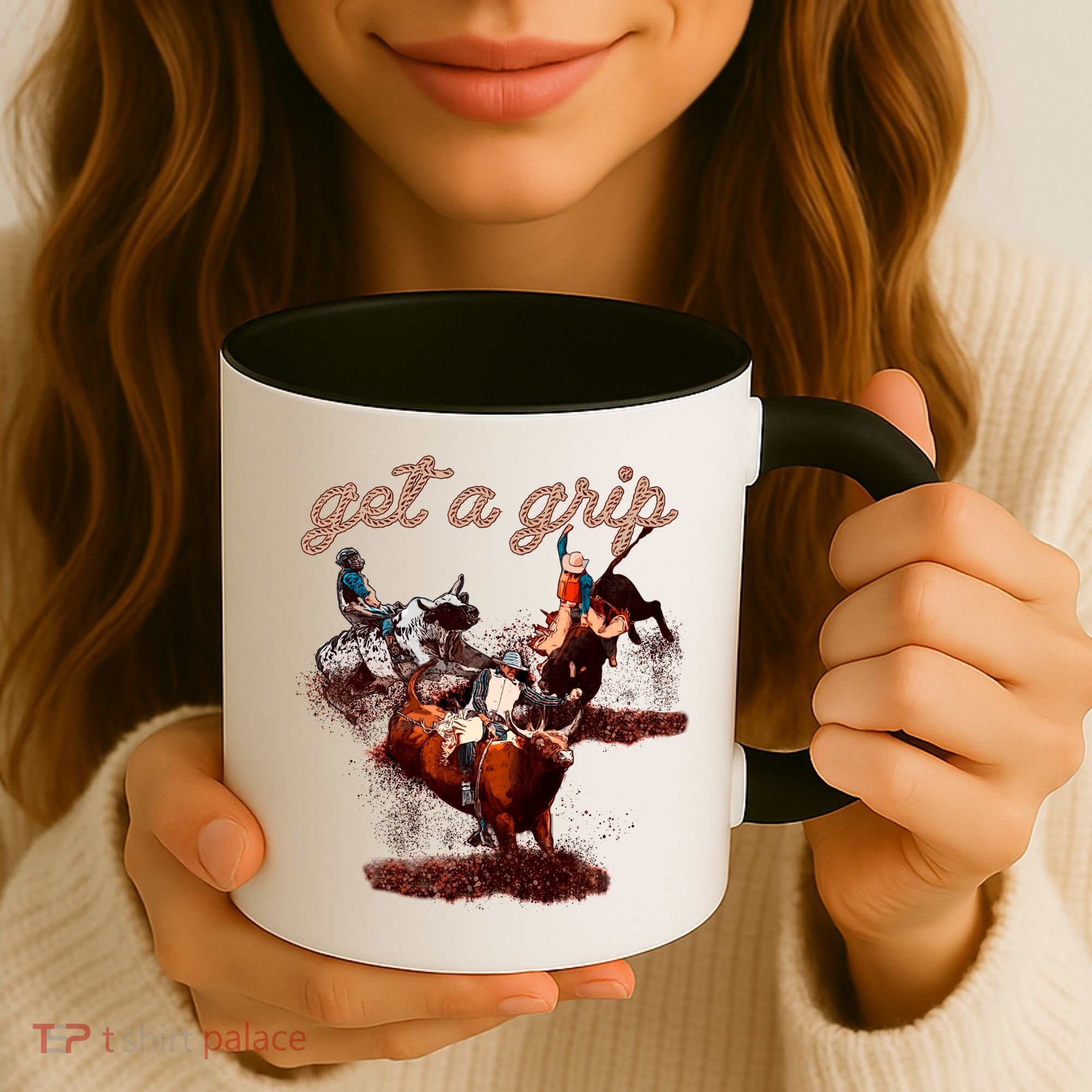 Rodeo Dad Bull Rider Get A Grip Western Country Cowboy Gift Coffee Mug