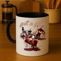 Rodeo Dad Bull Rider Get A Grip Western Country Cowboy Gift Coffee Mug thumb 4
