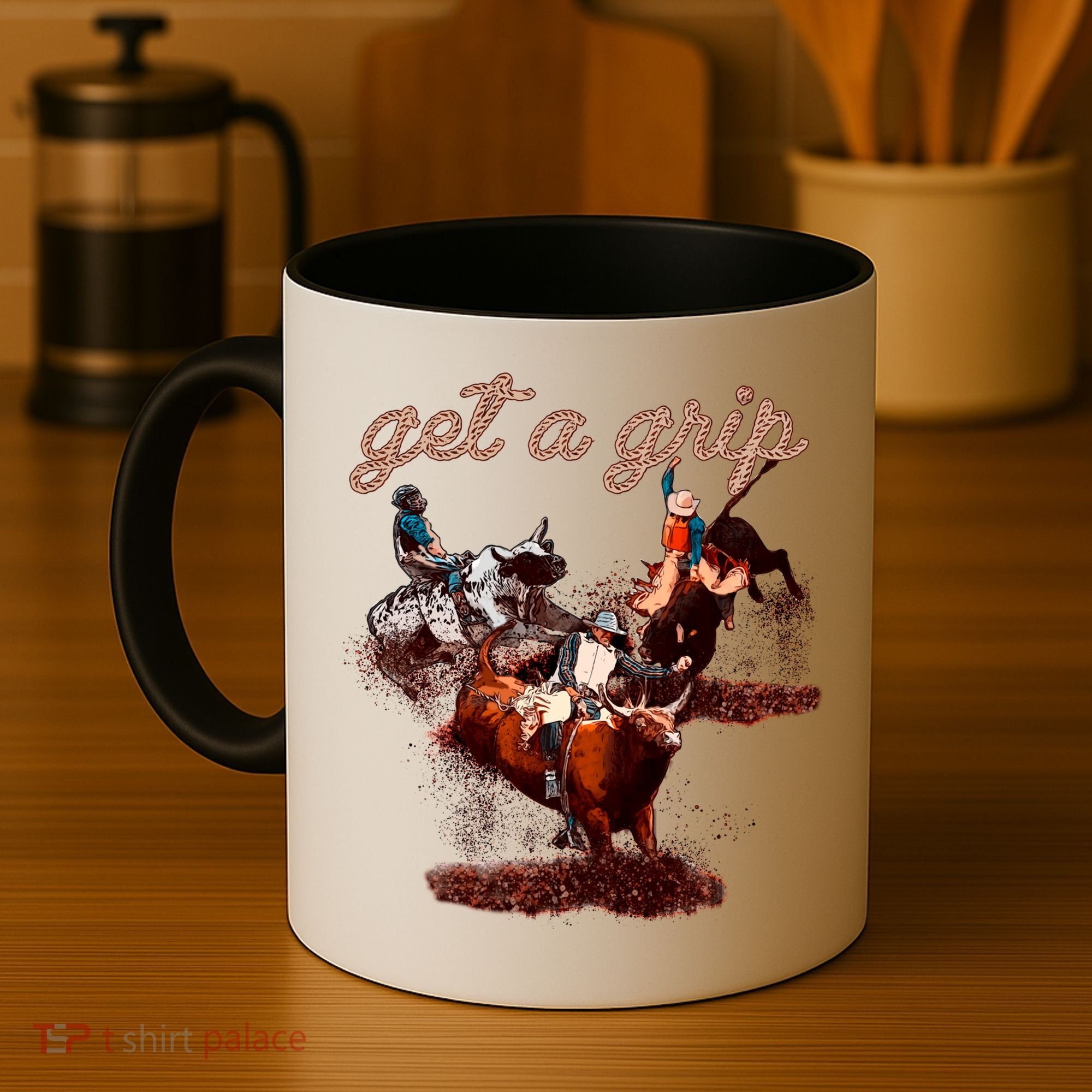 Rodeo Dad Bull Rider Get A Grip Western Country Cowboy Gift Coffee Mug