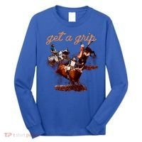 Rodeo Dad Bull Rider Get A Grip Western Country Cowboy Gift Long Sleeve Shirt thumb 0