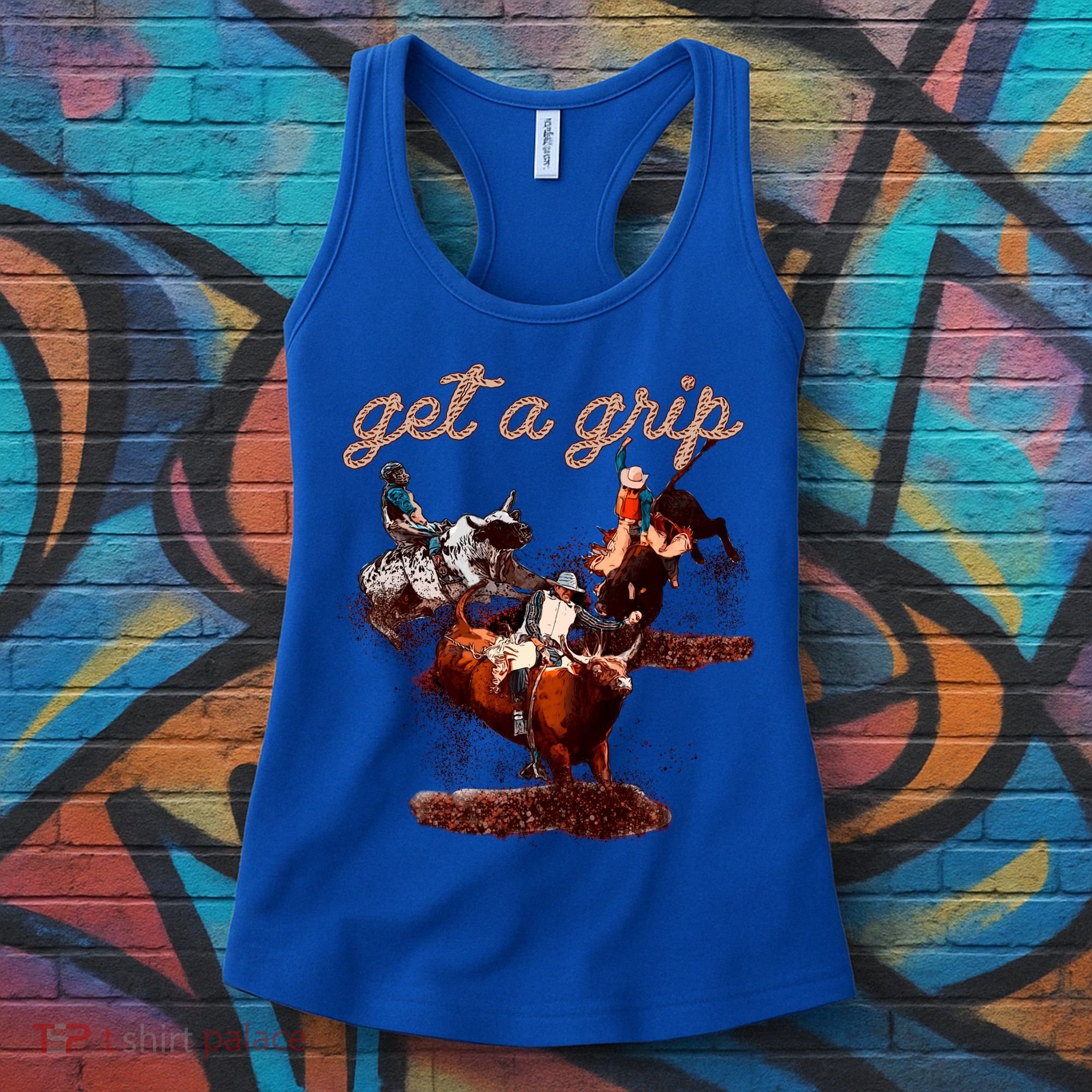 Rodeo Dad Bull Rider Get A Grip Western Country Cowboy Gift Women's Tank Top
