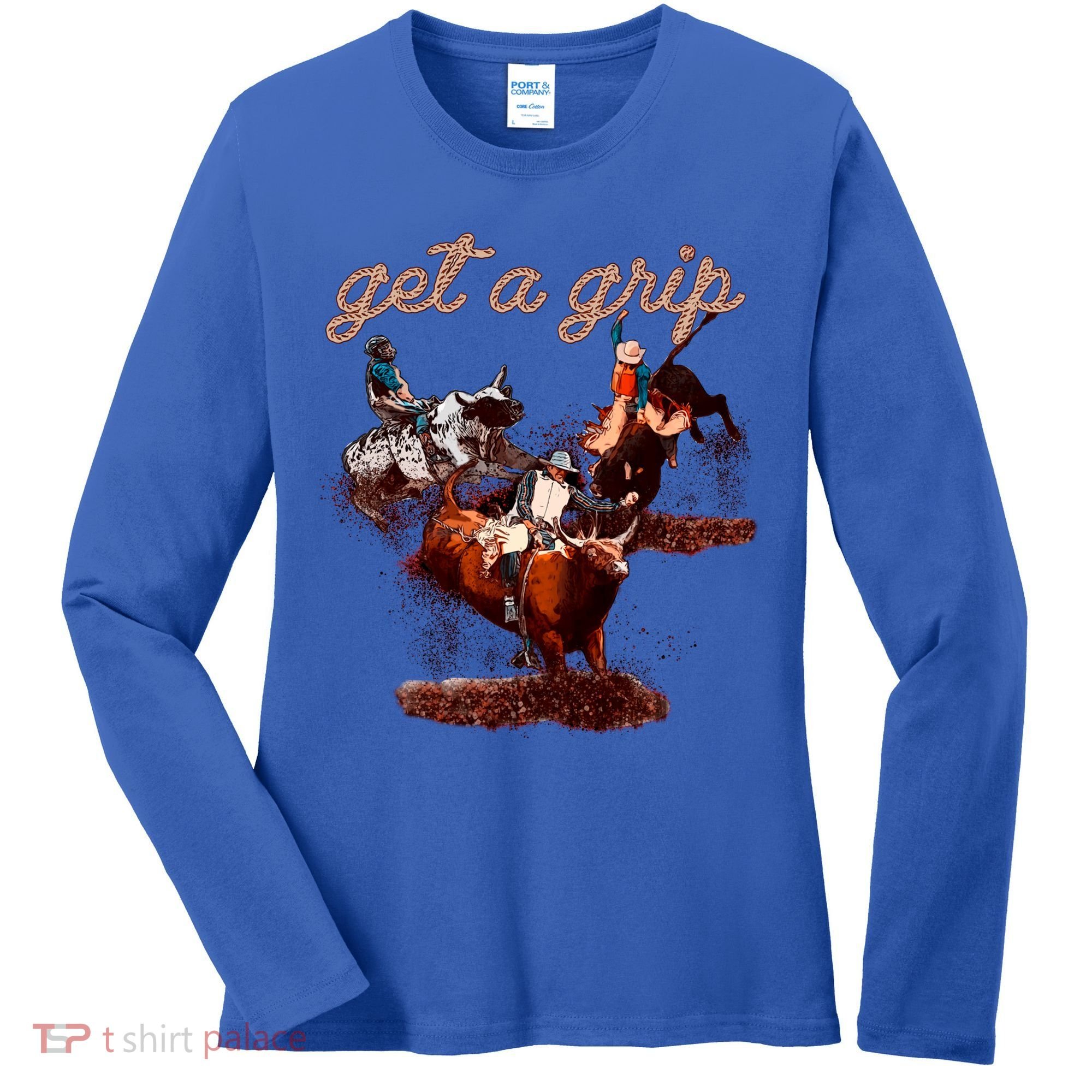 Rodeo Dad Bull Rider Get A Grip Western Country Cowboy Gift Women's Long Sleeve Shirt