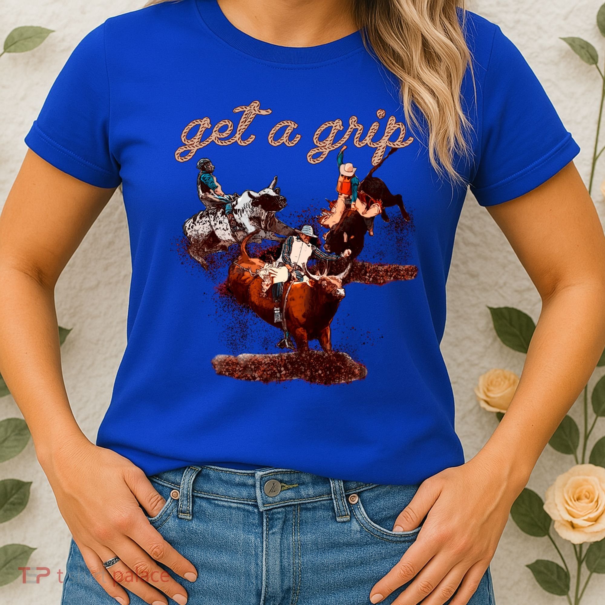 Rodeo Dad Bull Rider Get A Grip Western Country Cowboy Gift Women's T-Shirt