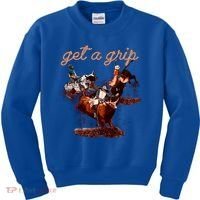Rodeo Dad Bull Rider Get A Grip Western Country Cowboy Gift Kids Sweatshirt thumb 0