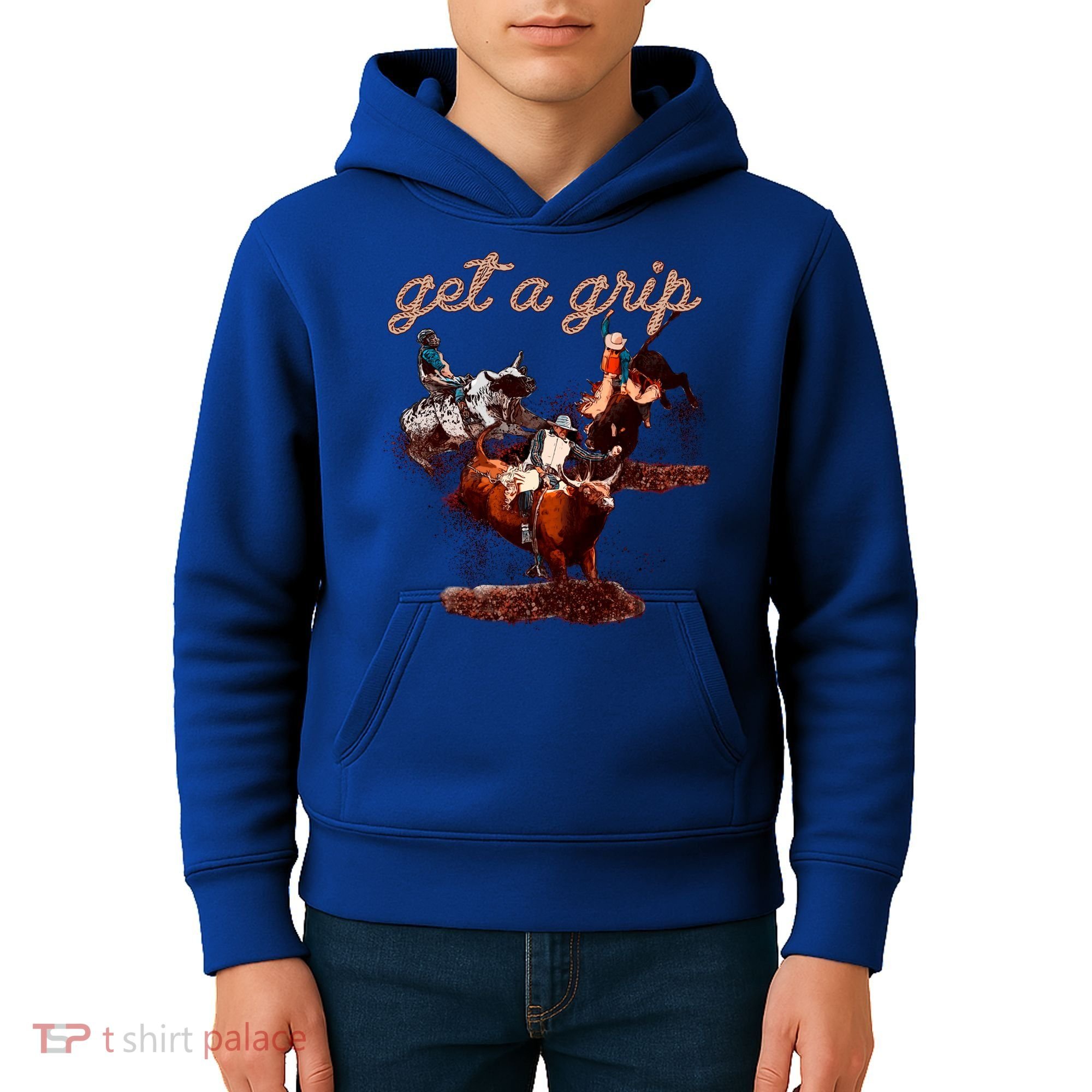 Rodeo Dad Bull Rider Get A Grip Western Country Cowboy Gift Kids Hoodie