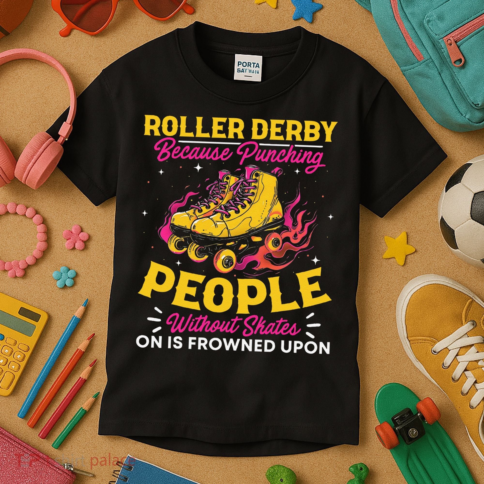 Roller Derby Because Punching People Without Skates Inline Kids T-Shirt