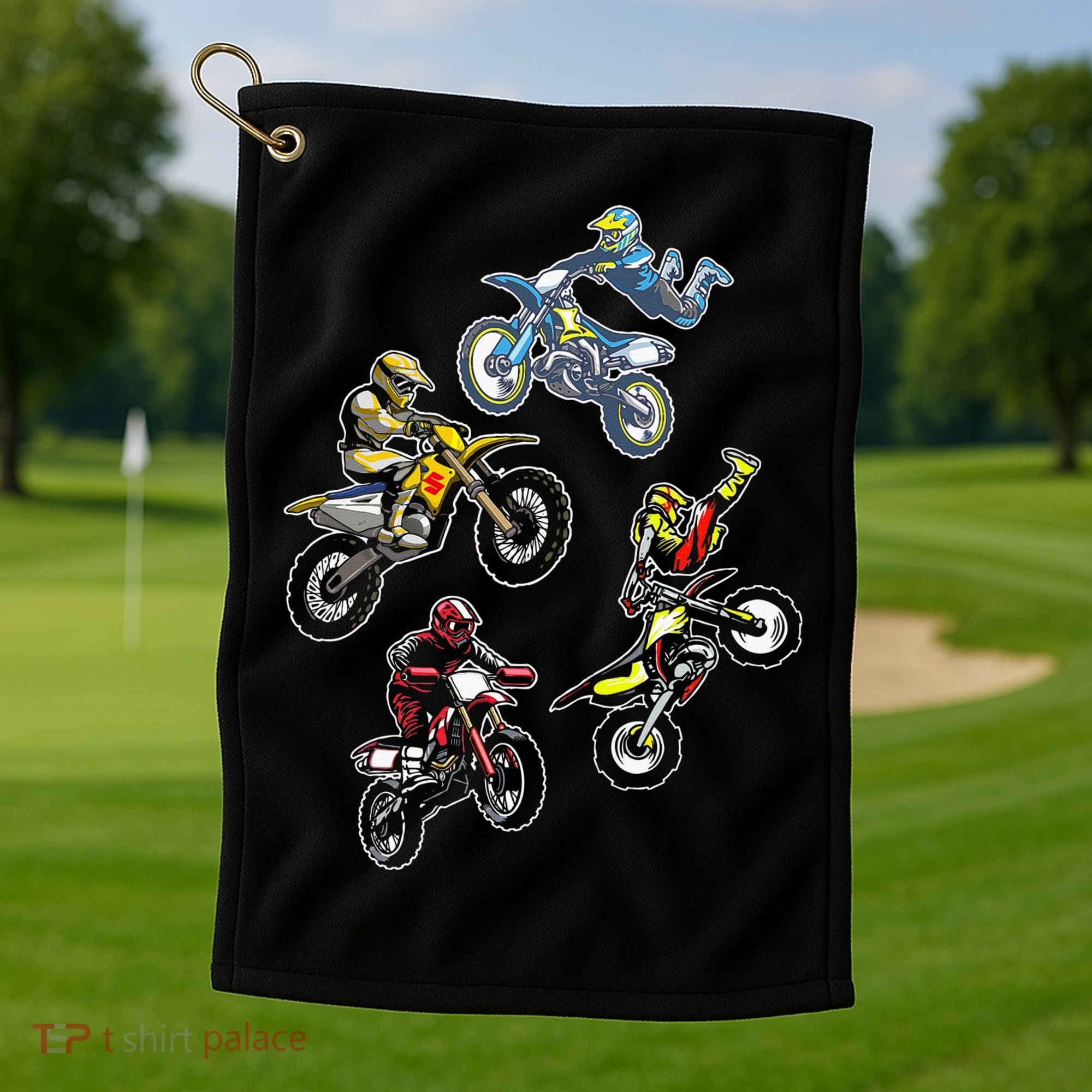 Retro Dirt Bike Motocross Golf Towel